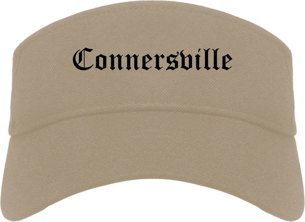 Connersville Indiana IN Old English Mens Visor Cap Hat Khaki