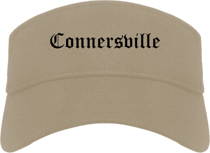 Connersville Indiana IN Old English Mens Visor Cap Hat Khaki