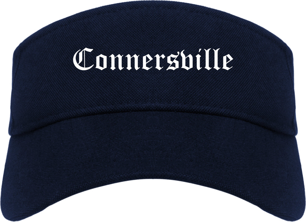 Connersville Indiana IN Old English Mens Visor Cap Hat Navy Blue