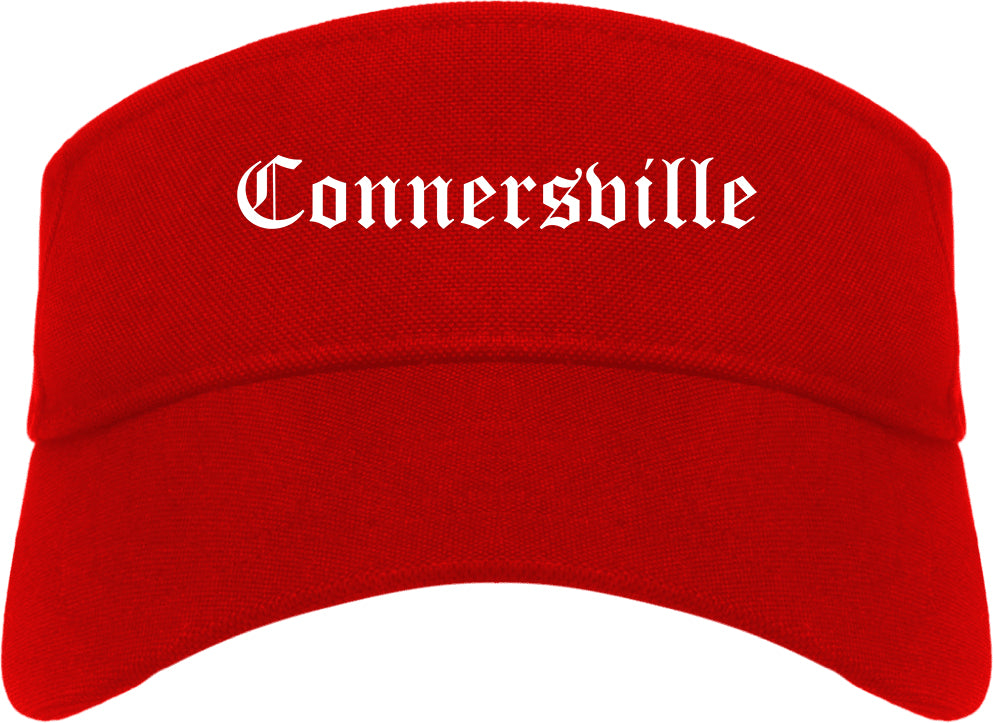 Connersville Indiana IN Old English Mens Visor Cap Hat Red