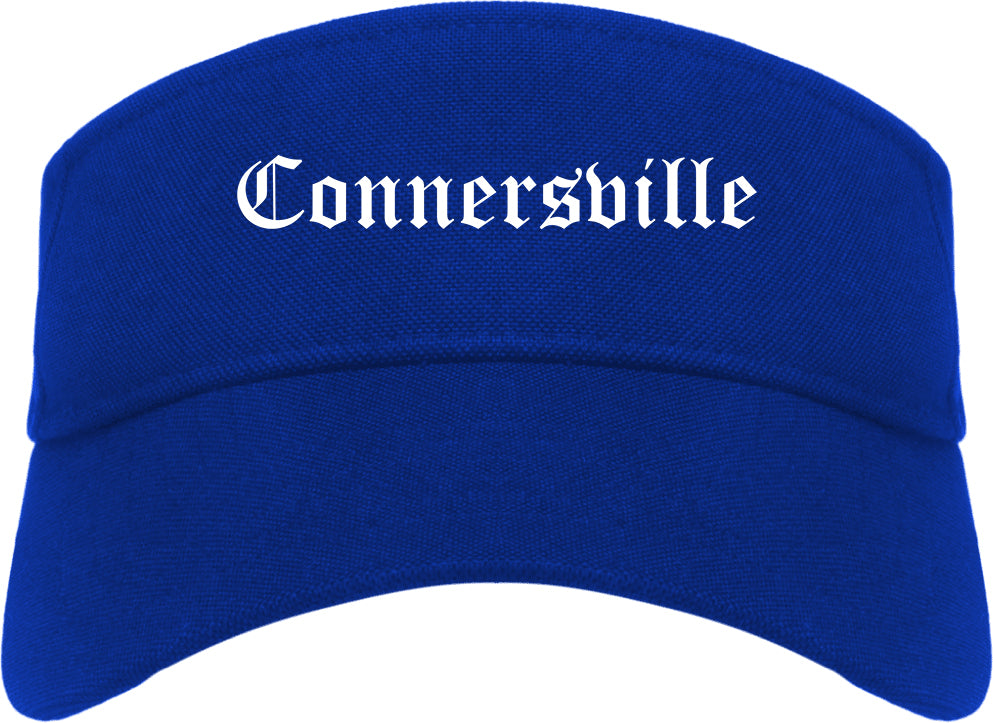 Connersville Indiana IN Old English Mens Visor Cap Hat Royal Blue