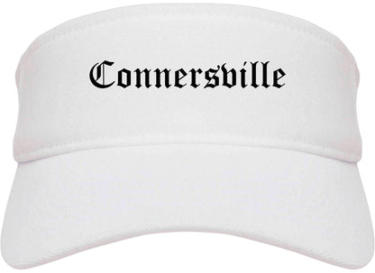 Connersville Indiana IN Old English Mens Visor Cap Hat White