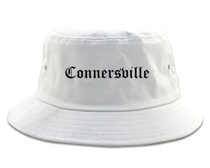 Connersville Indiana IN Old English Mens Bucket Hat White