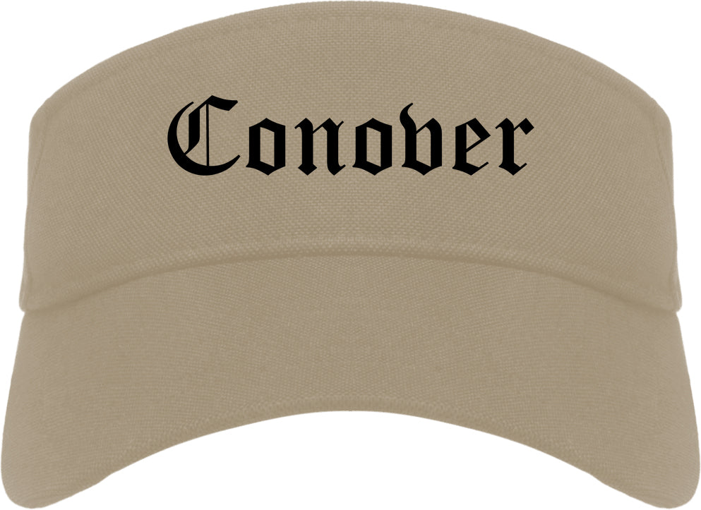 Conover North Carolina NC Old English Mens Visor Cap Hat Khaki