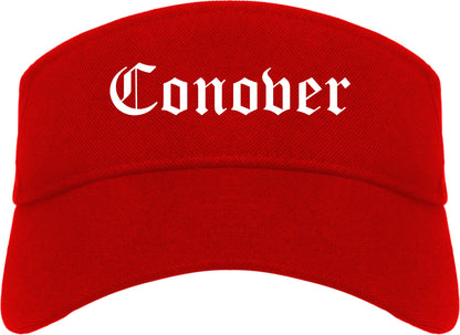 Conover North Carolina NC Old English Mens Visor Cap Hat Red
