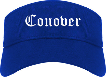 Conover North Carolina NC Old English Mens Visor Cap Hat Royal Blue