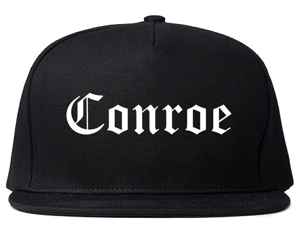 Conroe Texas TX Old English Mens Snapback Hat Black