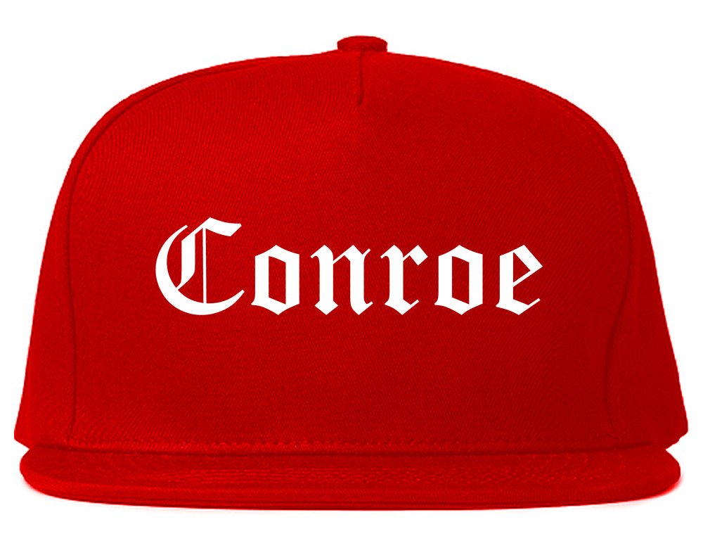 Conroe Texas TX Old English Mens Snapback Hat Red