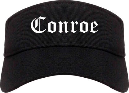 Conroe Texas TX Old English Mens Visor Cap Hat Black