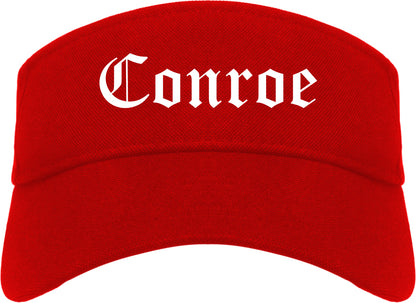 Conroe Texas TX Old English Mens Visor Cap Hat Red