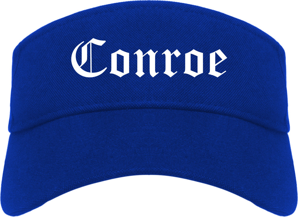 Conroe Texas TX Old English Mens Visor Cap Hat Royal Blue