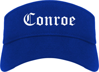 Conroe Texas TX Old English Mens Visor Cap Hat Royal Blue