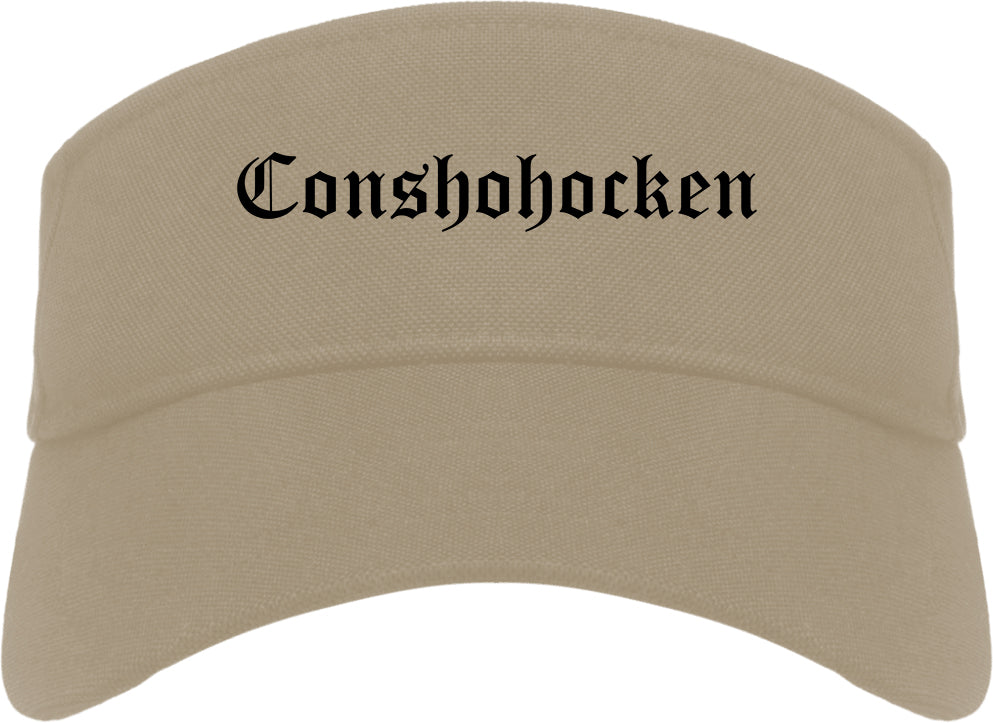 Conshohocken Pennsylvania PA Old English Mens Visor Cap Hat Khaki