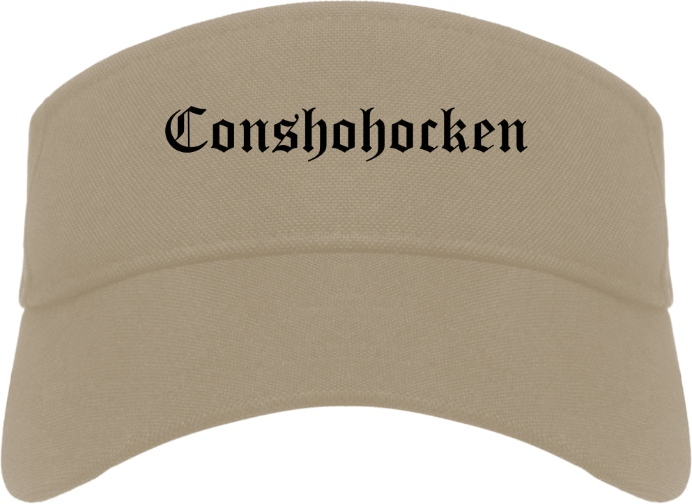 Conshohocken Pennsylvania PA Old English Mens Visor Cap Hat Khaki