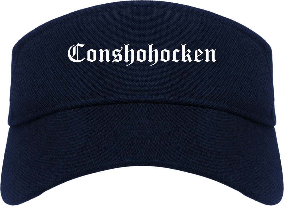 Conshohocken Pennsylvania PA Old English Mens Visor Cap Hat Navy Blue