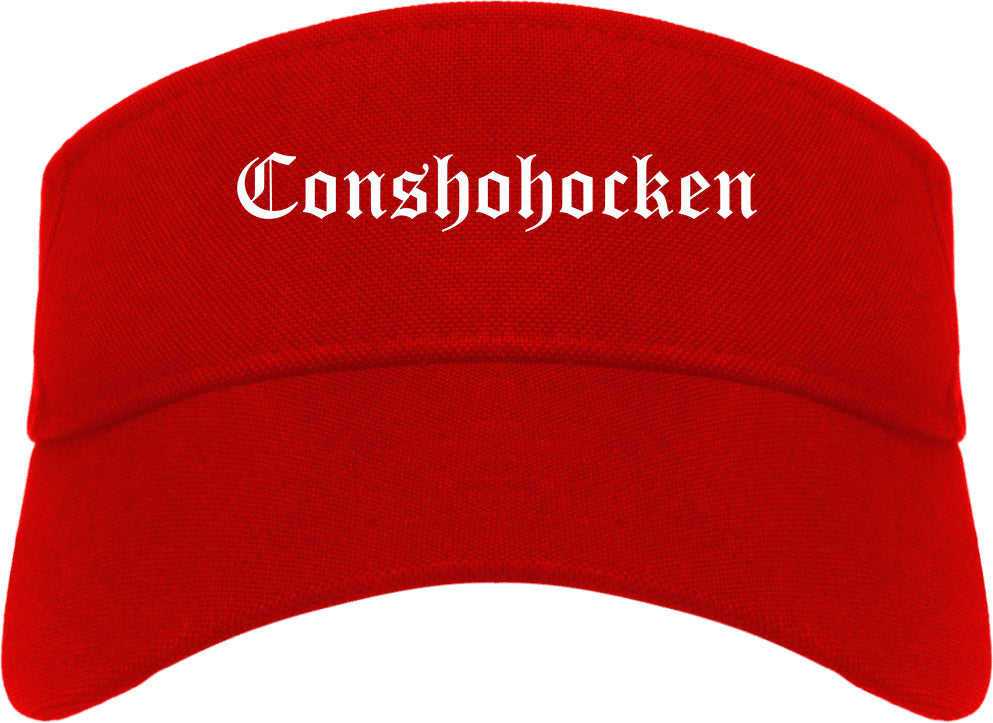 Conshohocken Pennsylvania PA Old English Mens Visor Cap Hat Red