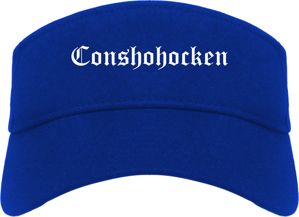 Conshohocken Pennsylvania PA Old English Mens Visor Cap Hat Royal Blue