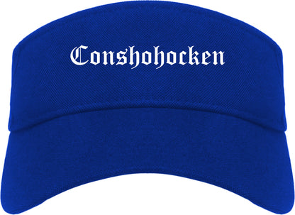 Conshohocken Pennsylvania PA Old English Mens Visor Cap Hat Royal Blue