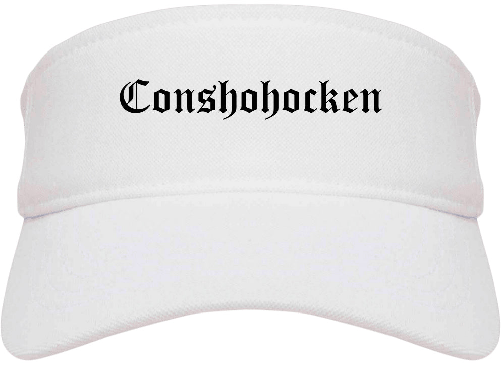 Conshohocken Pennsylvania PA Old English Mens Visor Cap Hat White