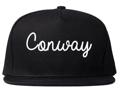 Conway Arkansas AR Script Mens Snapback Hat Black