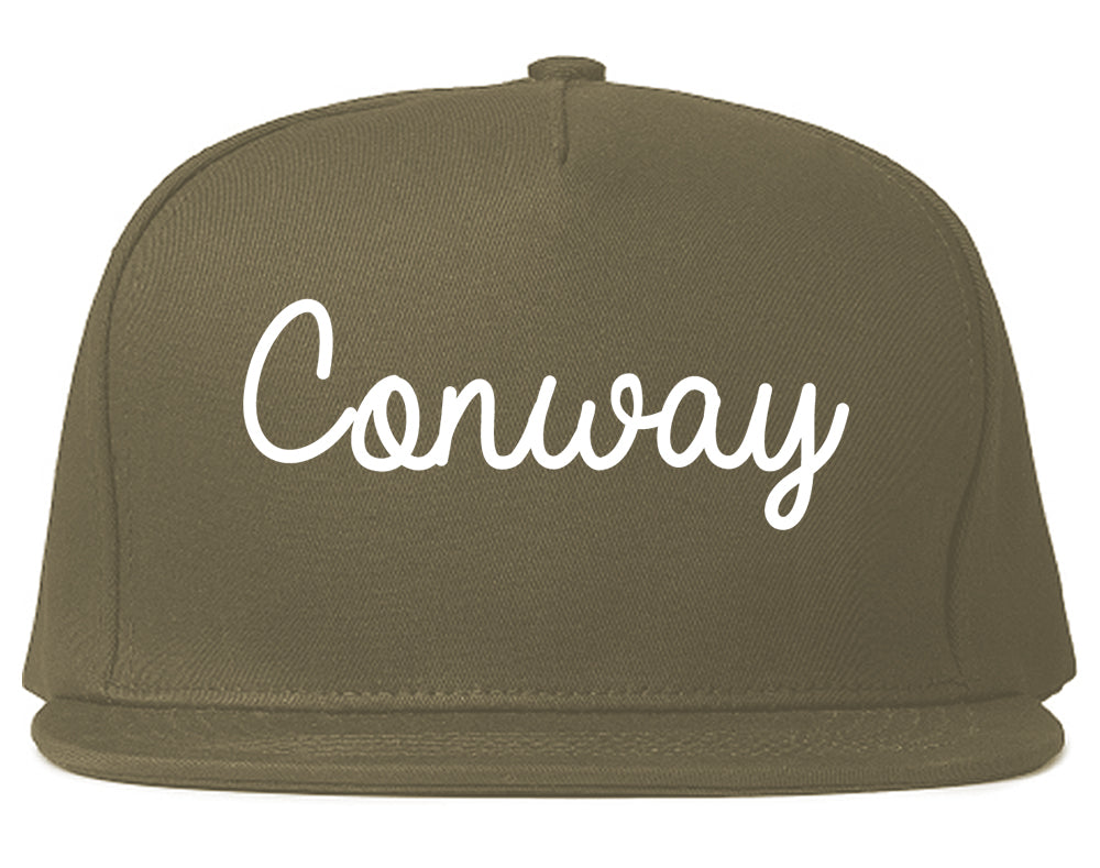 Conway Arkansas AR Script Mens Snapback Hat Grey