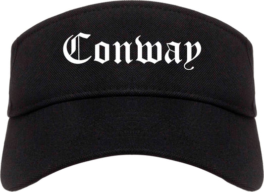 Conway Arkansas AR Old English Mens Visor Cap Hat Black