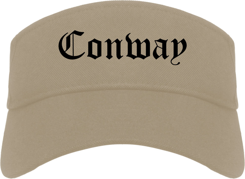Conway Arkansas AR Old English Mens Visor Cap Hat Khaki