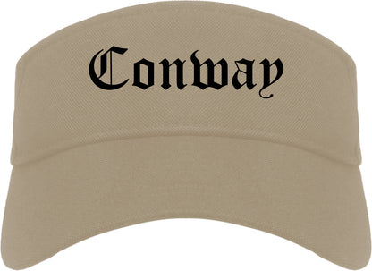 Conway Arkansas AR Old English Mens Visor Cap Hat Khaki
