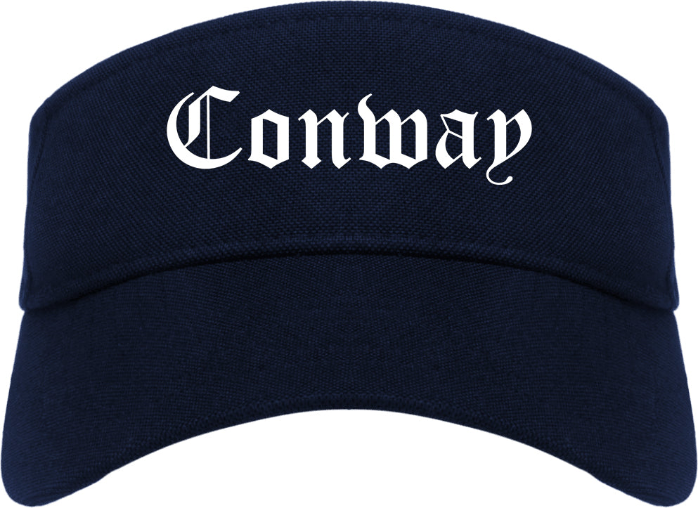 Conway Arkansas AR Old English Mens Visor Cap Hat Navy Blue