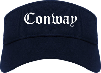 Conway Arkansas AR Old English Mens Visor Cap Hat Navy Blue