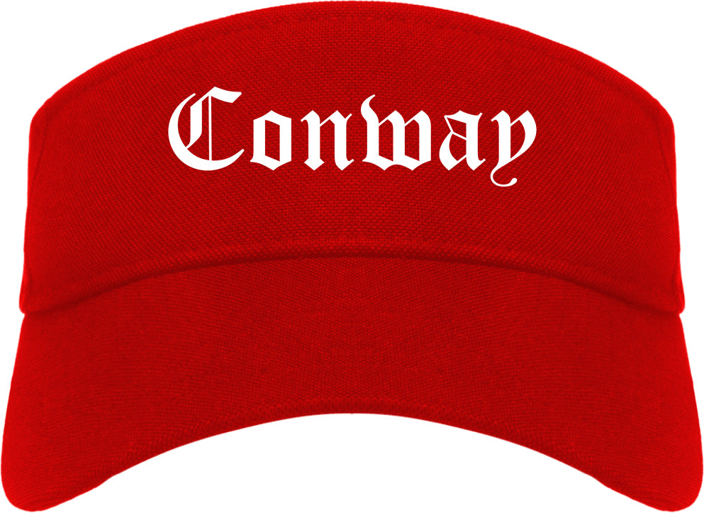 Conway Arkansas AR Old English Mens Visor Cap Hat Red
