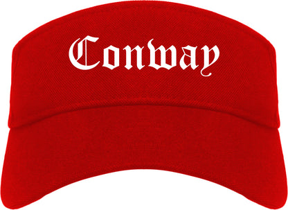 Conway Arkansas AR Old English Mens Visor Cap Hat Red
