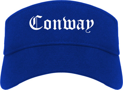 Conway Arkansas AR Old English Mens Visor Cap Hat Royal Blue