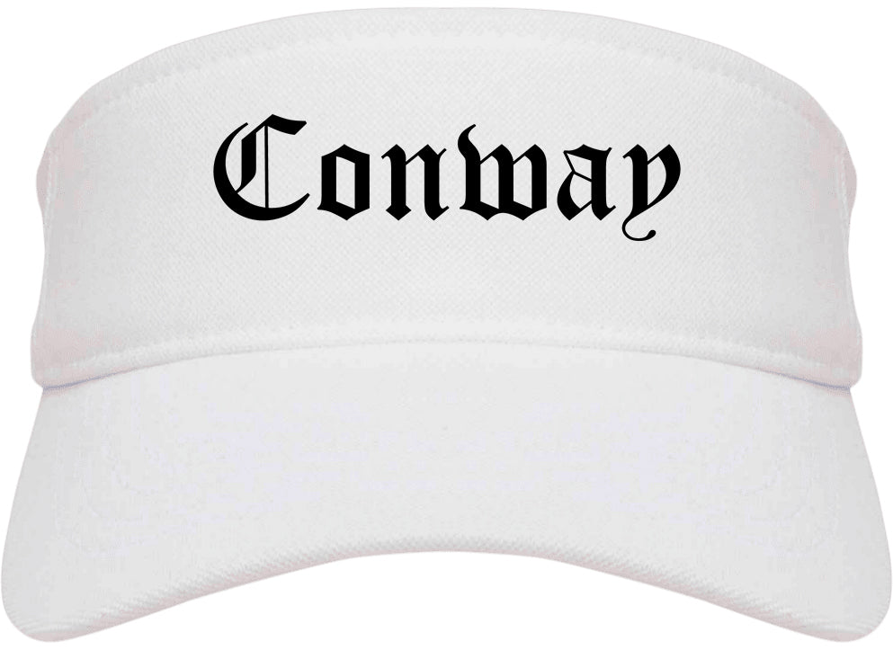 Conway Arkansas AR Old English Mens Visor Cap Hat White