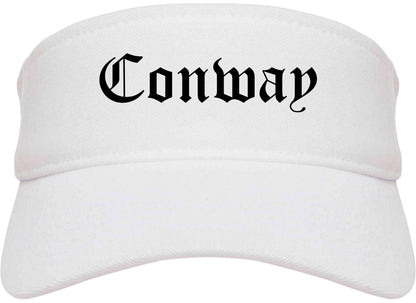 Conway Arkansas AR Old English Mens Visor Cap Hat White