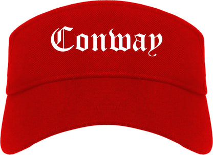 Conway South Carolina SC Old English Mens Visor Cap Hat Red