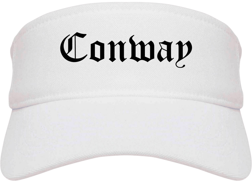 Conway South Carolina SC Old English Mens Visor Cap Hat White