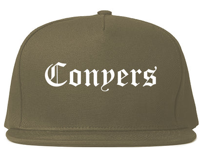 Conyers Georgia GA Old English Mens Snapback Hat Grey