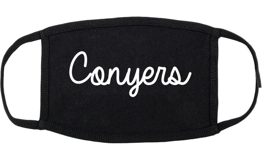 Conyers Georgia GA Script Cotton Face Mask Black