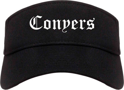Conyers Georgia GA Old English Mens Visor Cap Hat Black