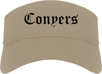 Conyers Georgia GA Old English Mens Visor Cap Hat Khaki