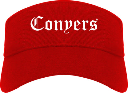 Conyers Georgia GA Old English Mens Visor Cap Hat Red