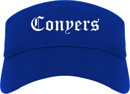 Conyers Georgia GA Old English Mens Visor Cap Hat Royal Blue