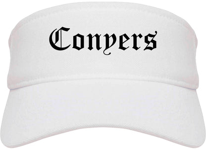 Conyers Georgia GA Old English Mens Visor Cap Hat White