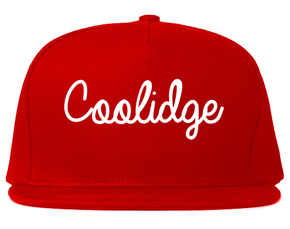 Coolidge Arizona AZ Script Mens Snapback Hat Red