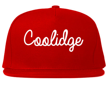 Coolidge Arizona AZ Script Mens Snapback Hat Red