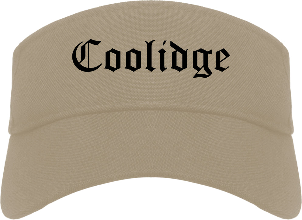 Coolidge Arizona AZ Old English Mens Visor Cap Hat Khaki