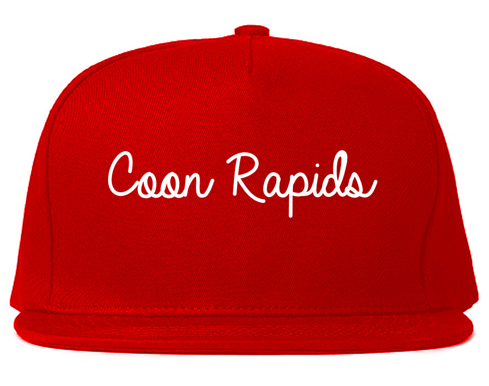 Coon Rapids Minnesota MN Script Mens Snapback Hat Red