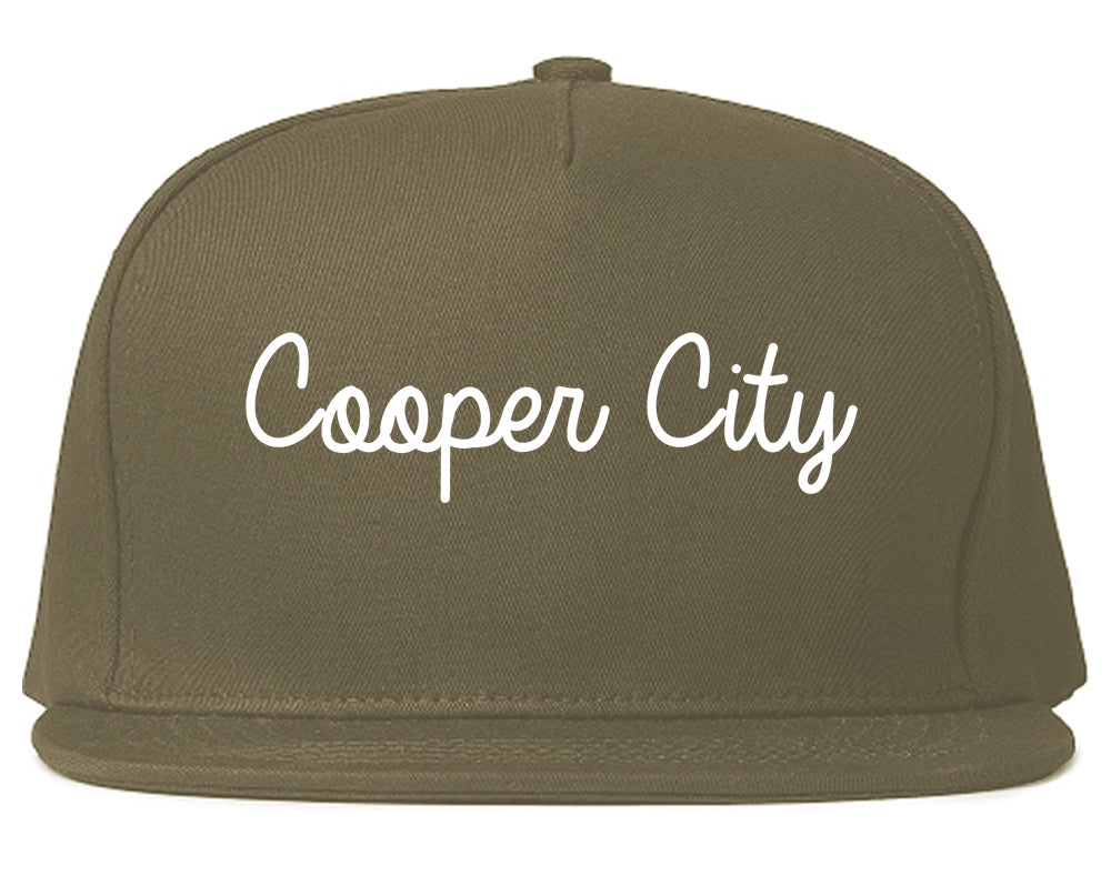 Cooper City Florida FL Script Mens Snapback Hat Grey