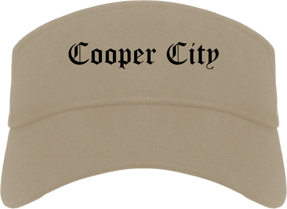 Cooper City Florida FL Old English Mens Visor Cap Hat Khaki